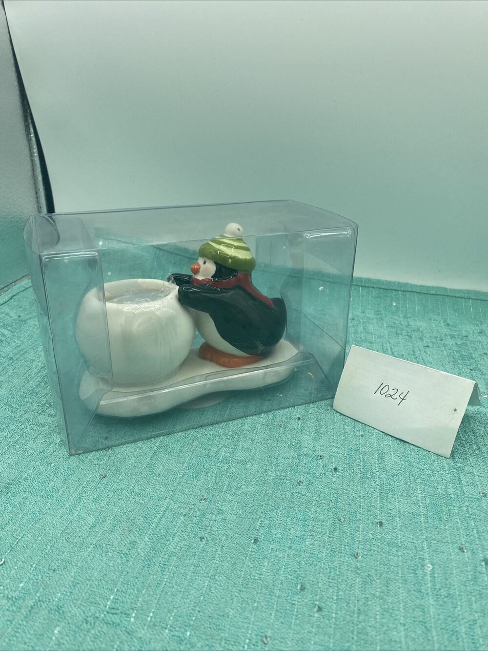 Hallmark Penguin & Snowball Light Candle Holder / NEW! In box.